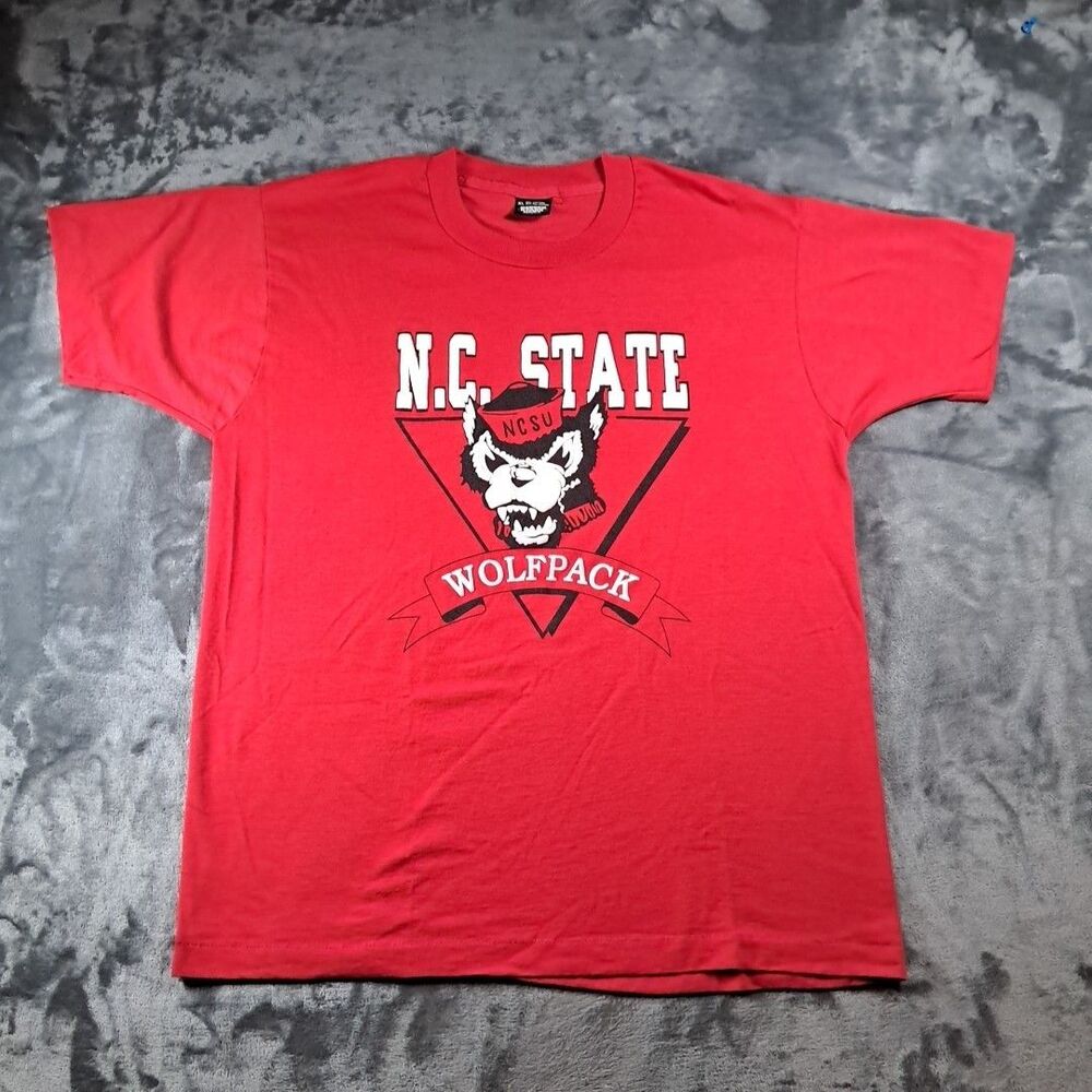NC State Wolfpack Vintage Red Single Stitch Screen Stars 3D Xl Tshirt